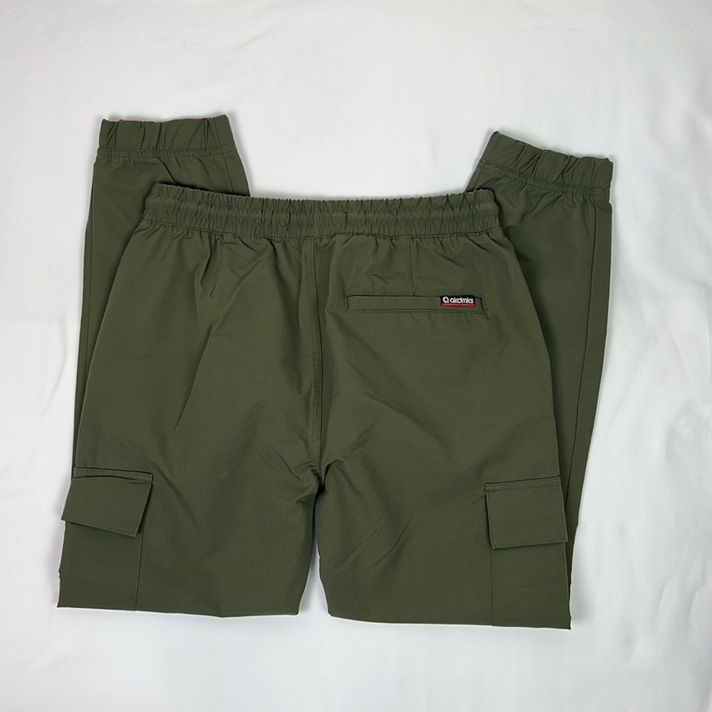 Akademiks Men Medium Olive Green Cargo Jogger Pockets‎ Pant Drawstring Tie Waist - Picture 3 of 9